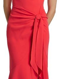 Rori Crepe High-Neck Midi-Dress