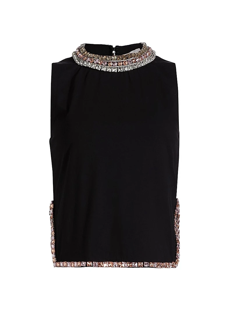 Petula Embellished Cotton Sleeveless Top