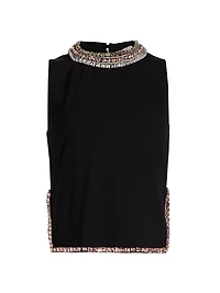Petula Embellished Cotton Sleeveless Top