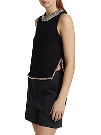 Petula Embellished Cotton Sleeveless Top