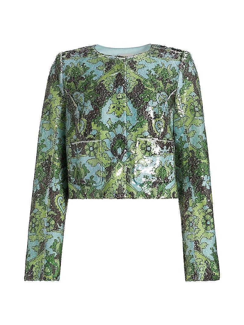 Aspen Sequined Damask Crop Jacket