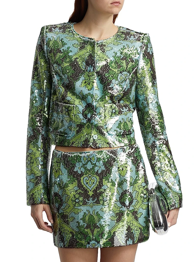 Aspen Sequined Damask Crop Jacket