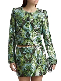 Aspen Sequined Damask Crop Jacket