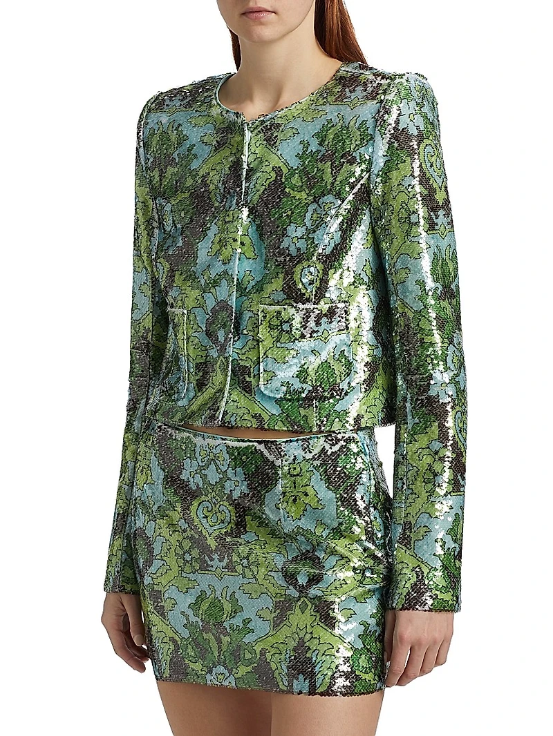 Aspen Sequined Damask Crop Jacket