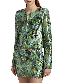 Aspen Sequined Damask Crop Jacket