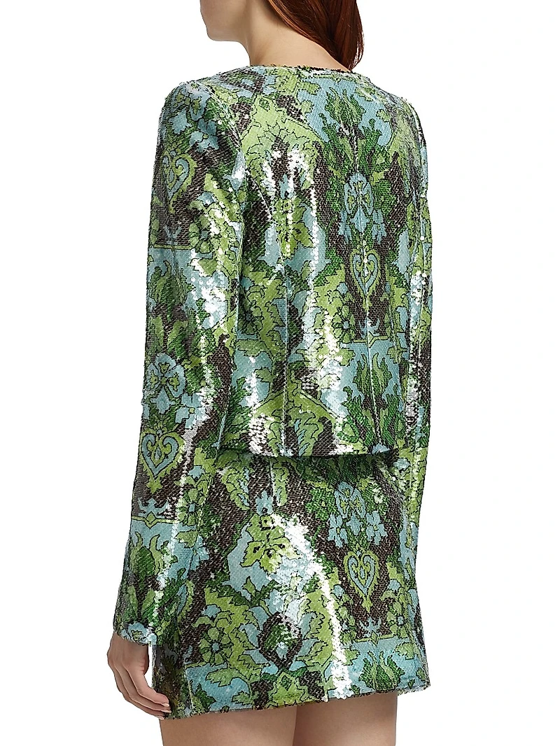 Aspen Sequined Damask Crop Jacket