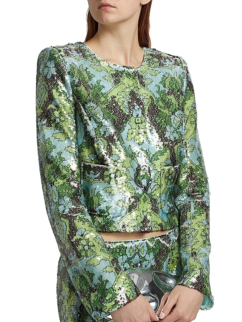 Aspen Sequined Damask Crop Jacket