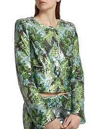 Aspen Sequined Damask Crop Jacket