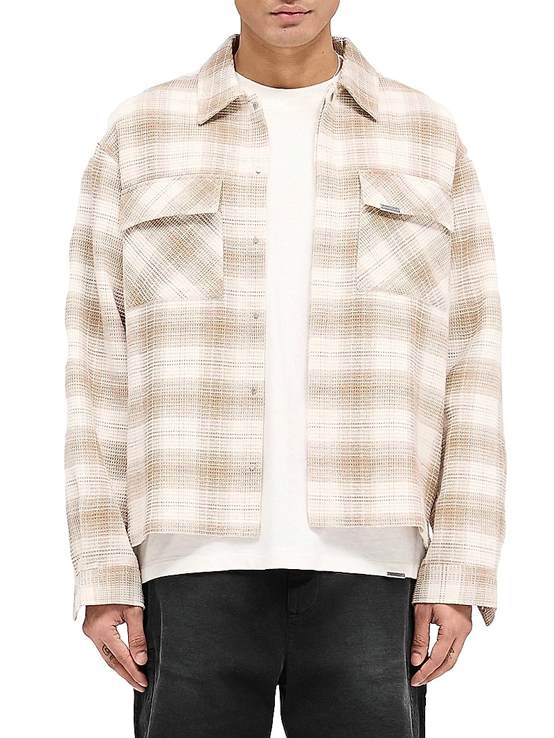 Waffle-Knit Flannel Shirt