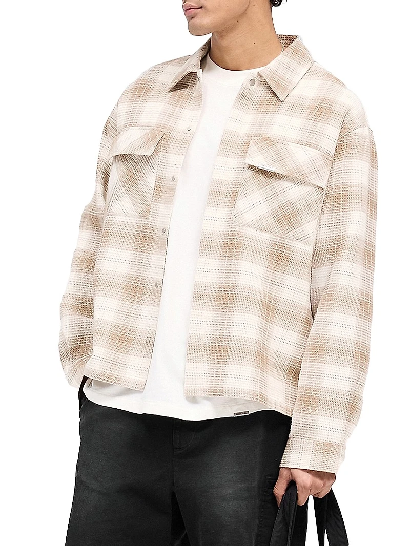 Waffle-Knit Flannel Shirt