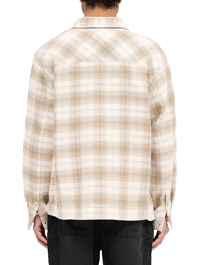 Waffle-Knit Flannel Shirt