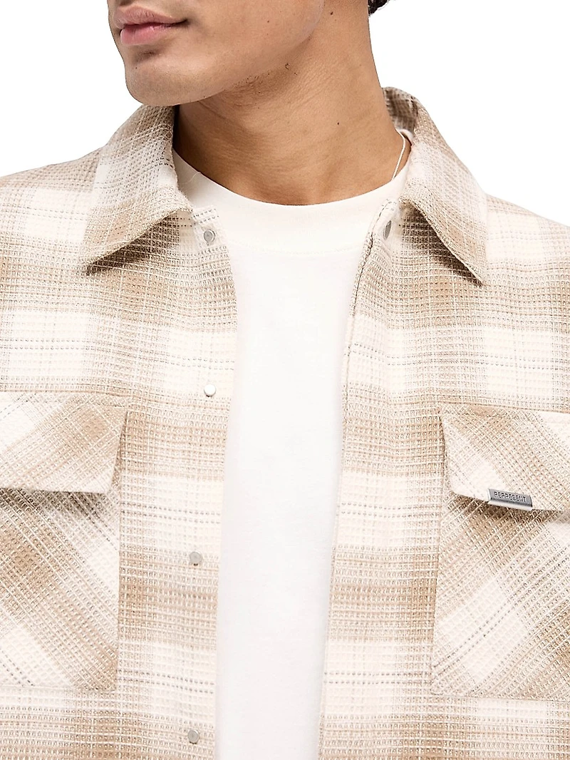 Waffle-Knit Flannel Shirt