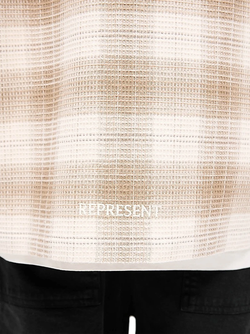 Waffle-Knit Flannel Shirt