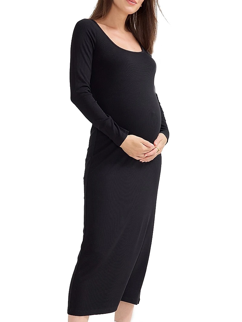 The Longsleeve Rib Maternity Midi Dress