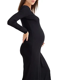 The Longsleeve Rib Maternity Midi Dress