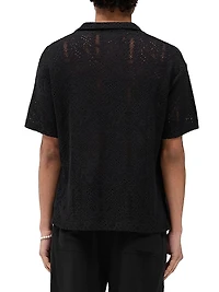 Crochet Cotton-Blend Camp Shirt