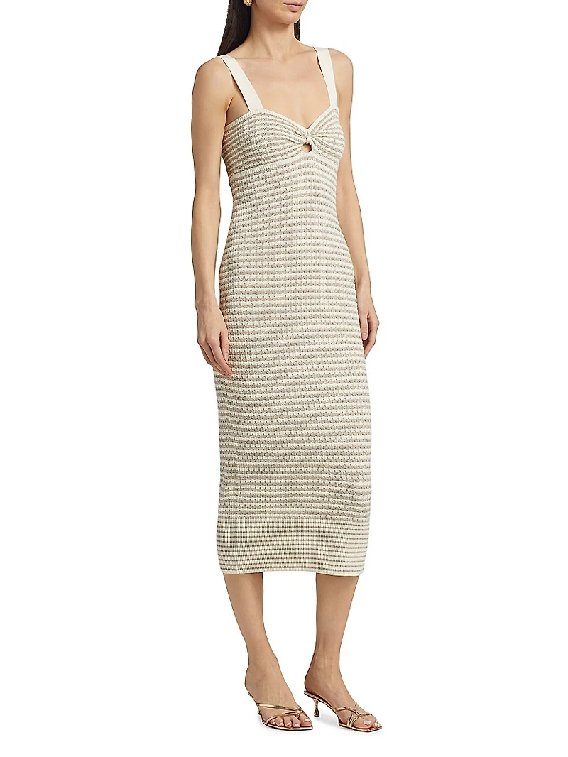 Jessa Metallic Striped Knit Midi-Dress
