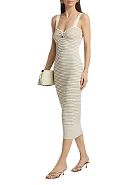 Jessa Metallic Striped Knit Midi-Dress
