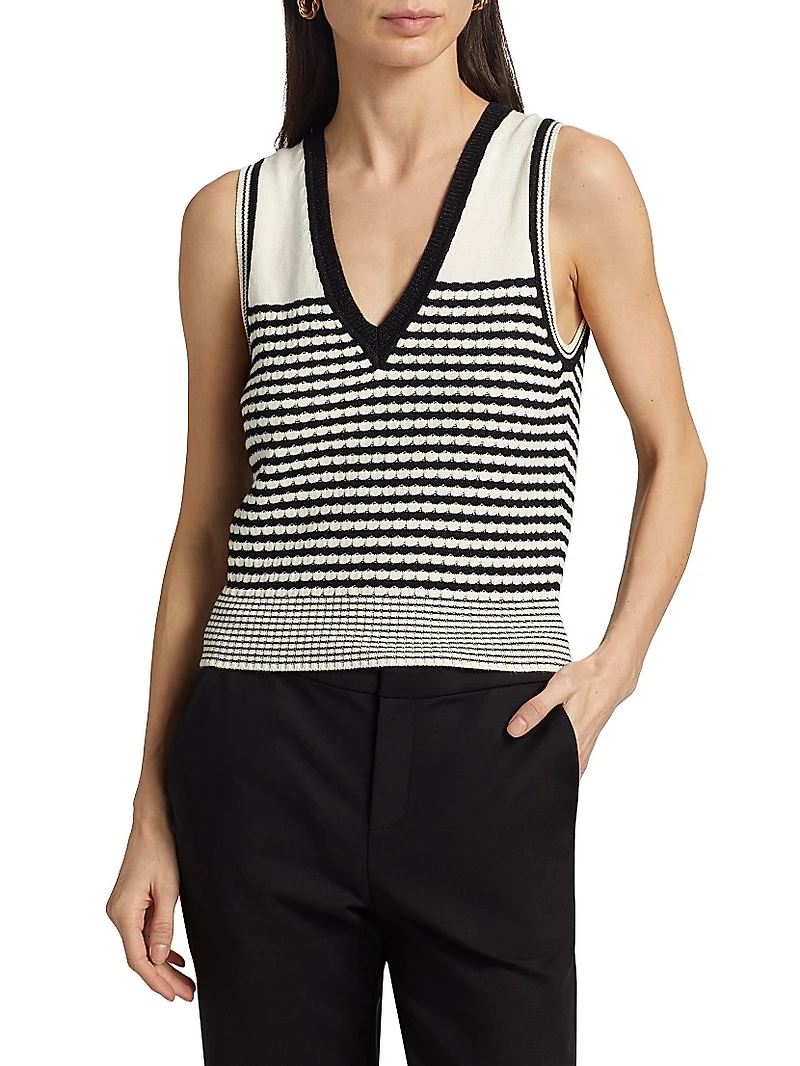 Elle Striped Cotton-Blend Sleeveless Top