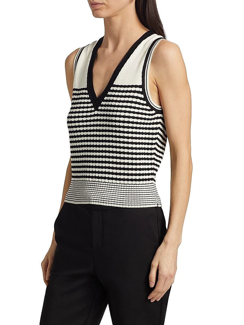 Elle Striped Cotton-Blend Sleeveless Top