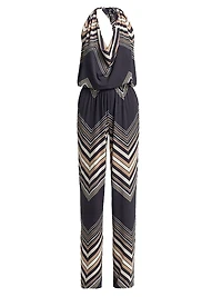 Stephanie Chevron Halterneck Wide-Leg Jumpsuit