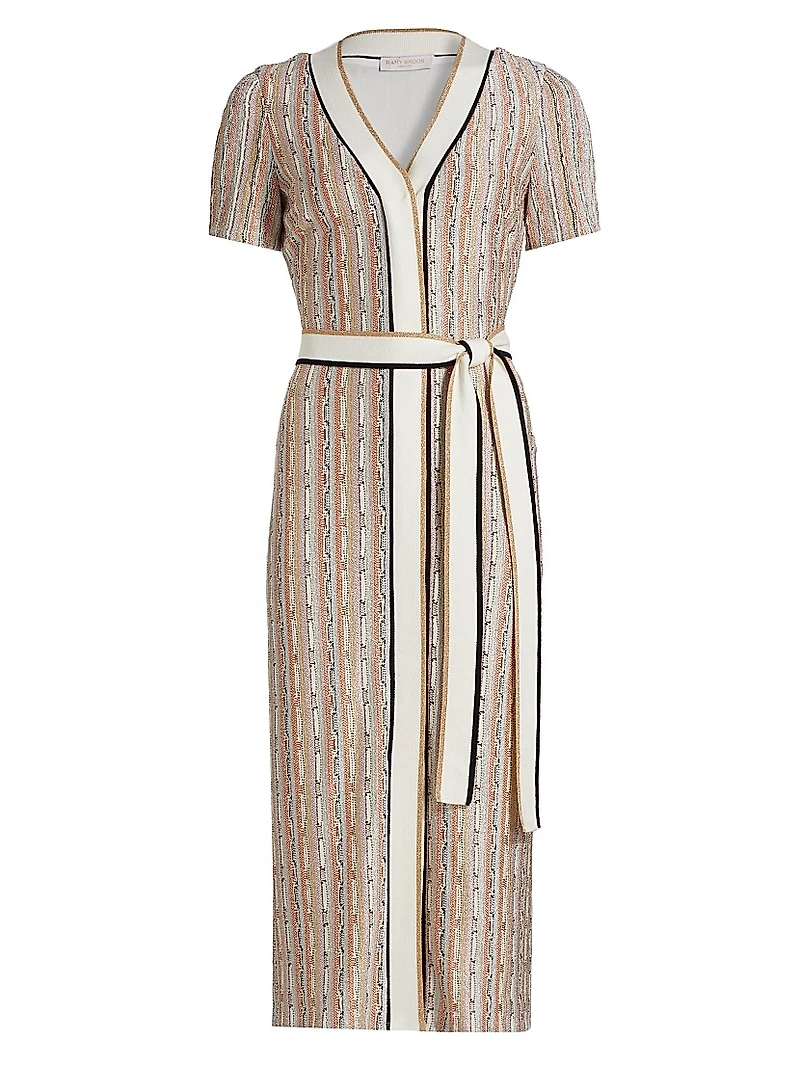 Ronda Striped Knit Tie-Waist Midi-Dress