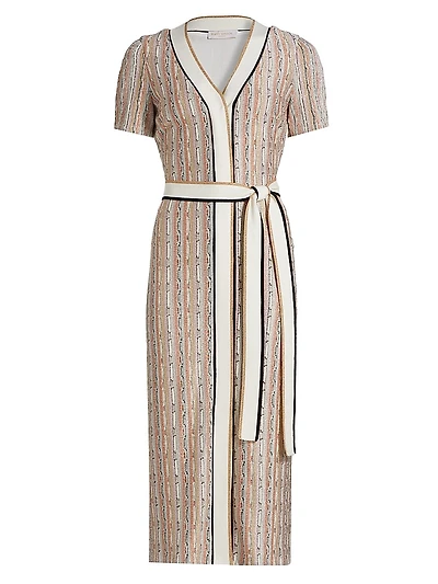 Ronda Striped Knit Tie-Waist Midi-Dress