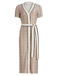 Ronda Striped Knit Tie-Waist Midi-Dress