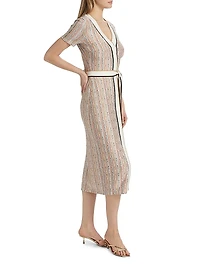 Ronda Striped Knit Tie-Waist Midi-Dress