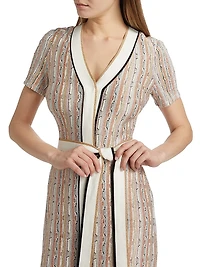 Ronda Striped Knit Tie-Waist Midi-Dress