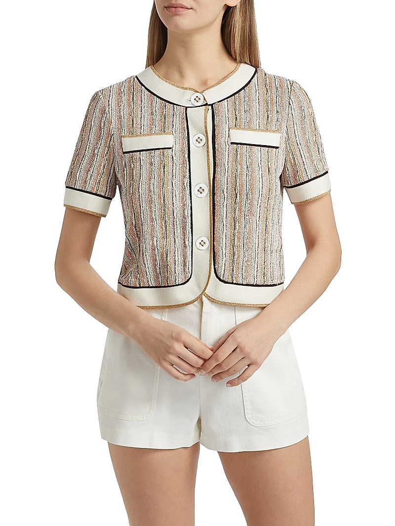 Sterling Striped Knit Short-Sleeve Jacket