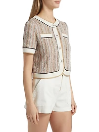 Sterling Striped Knit Short-Sleeve Jacket