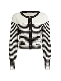 Bea Metallic Striped Cotton-Blend Cardigan