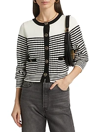 Bea Metallic Striped Cotton-Blend Cardigan