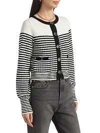 Bea Metallic Striped Cotton-Blend Cardigan