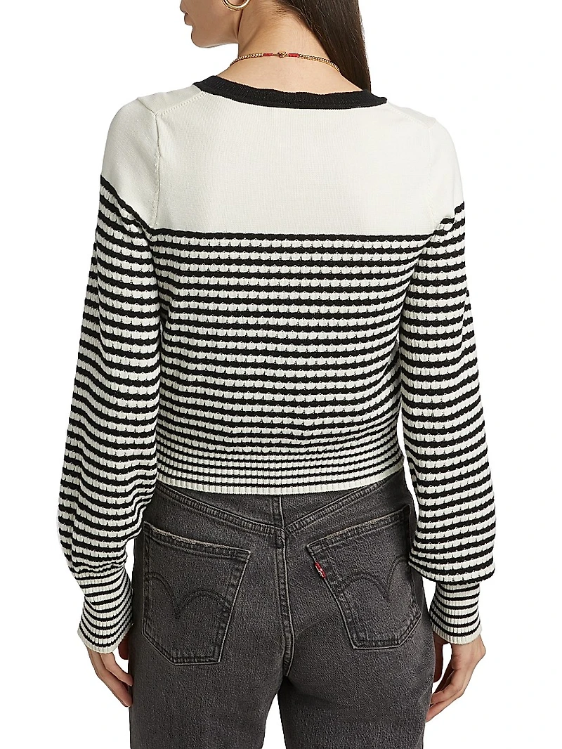 Bea Metallic Striped Cotton-Blend Cardigan