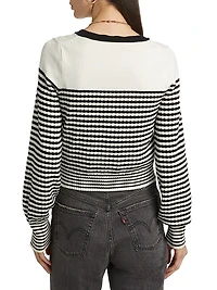 Bea Metallic Striped Cotton-Blend Cardigan