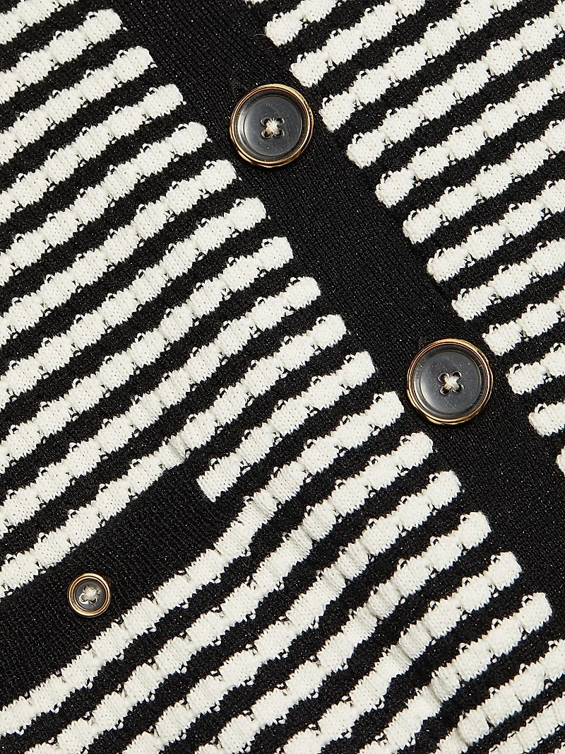 Bea Metallic Striped Cotton-Blend Cardigan