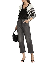 Bea Metallic Striped Cotton-Blend Cardigan