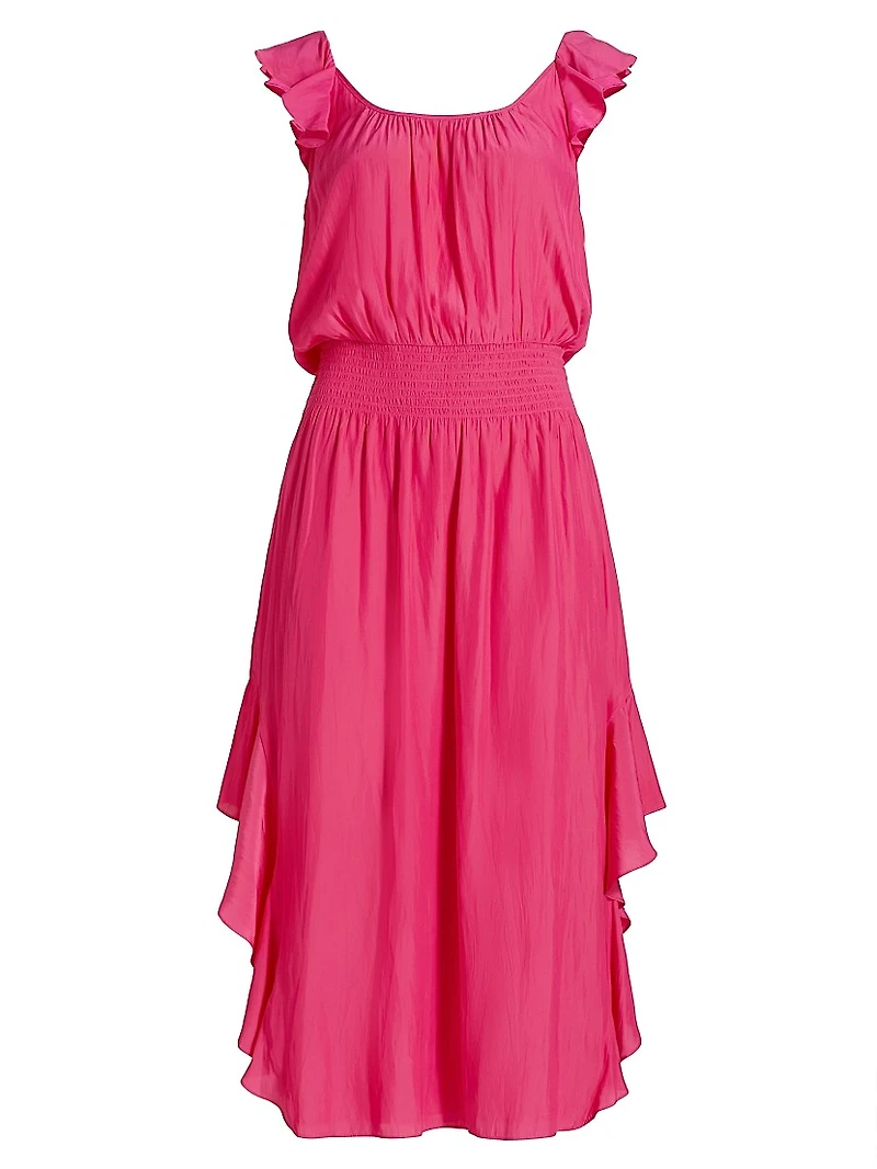 Clementine Ruffled Chiffon Midi-Dress