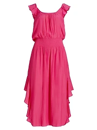 Clementine Ruffled Chiffon Midi-Dress