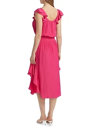 Clementine Ruffled Chiffon Midi-Dress