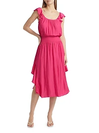 Clementine Ruffled Chiffon Midi-Dress