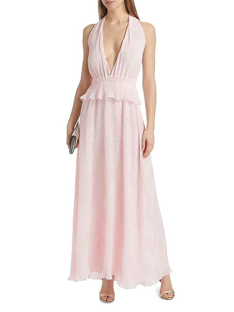 Genevieve Plunging Halterneck Maxi Dress
