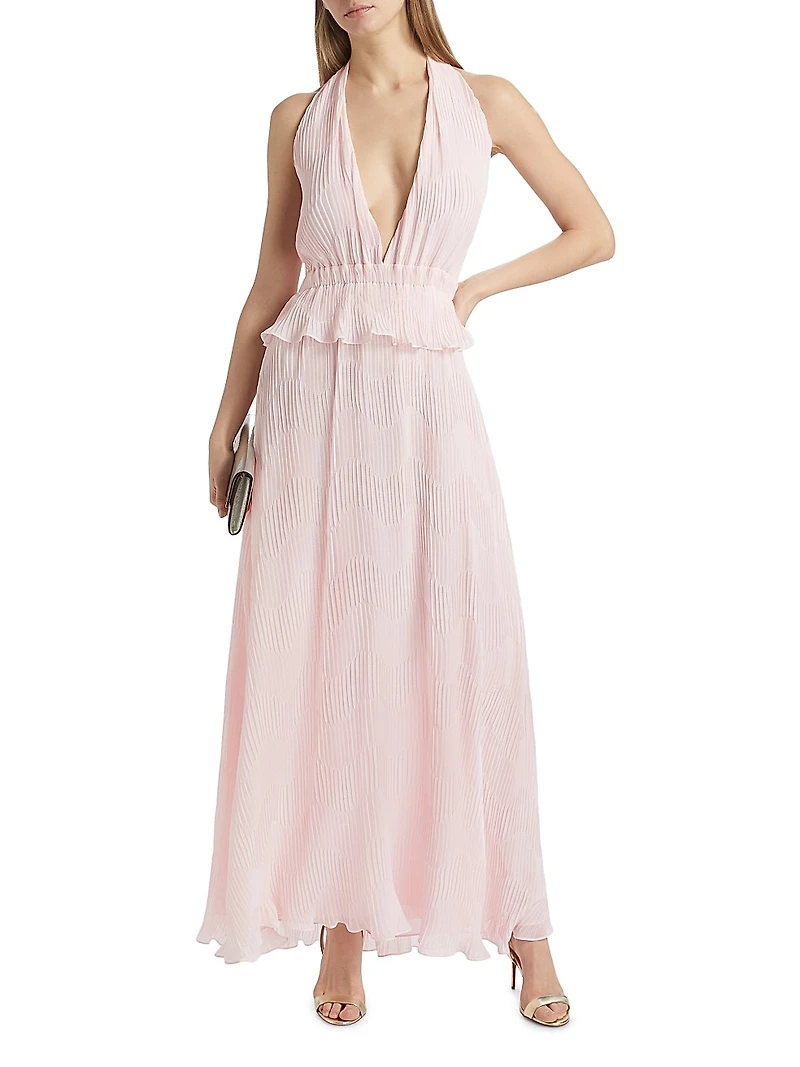Genevieve Plunging Halterneck Maxi Dress