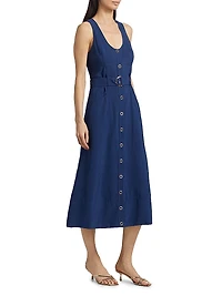 Nomi Belted Sleeveless A-Line Midi-Dress