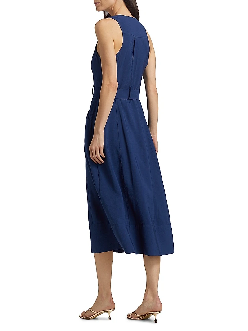 Nomi Belted Sleeveless A-Line Midi-Dress