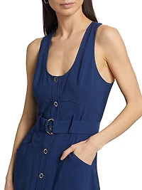 Nomi Belted Sleeveless A-Line Midi-Dress