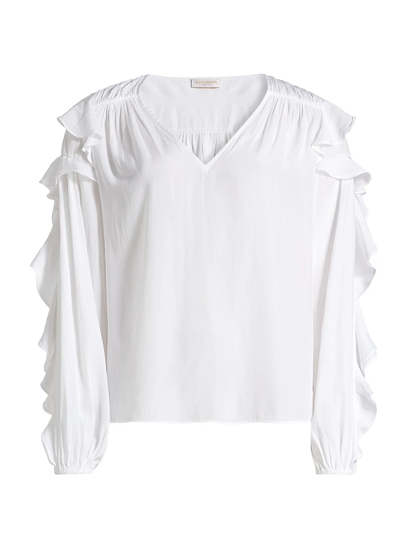 Sandra Ruffled Long-Sleeve Top
