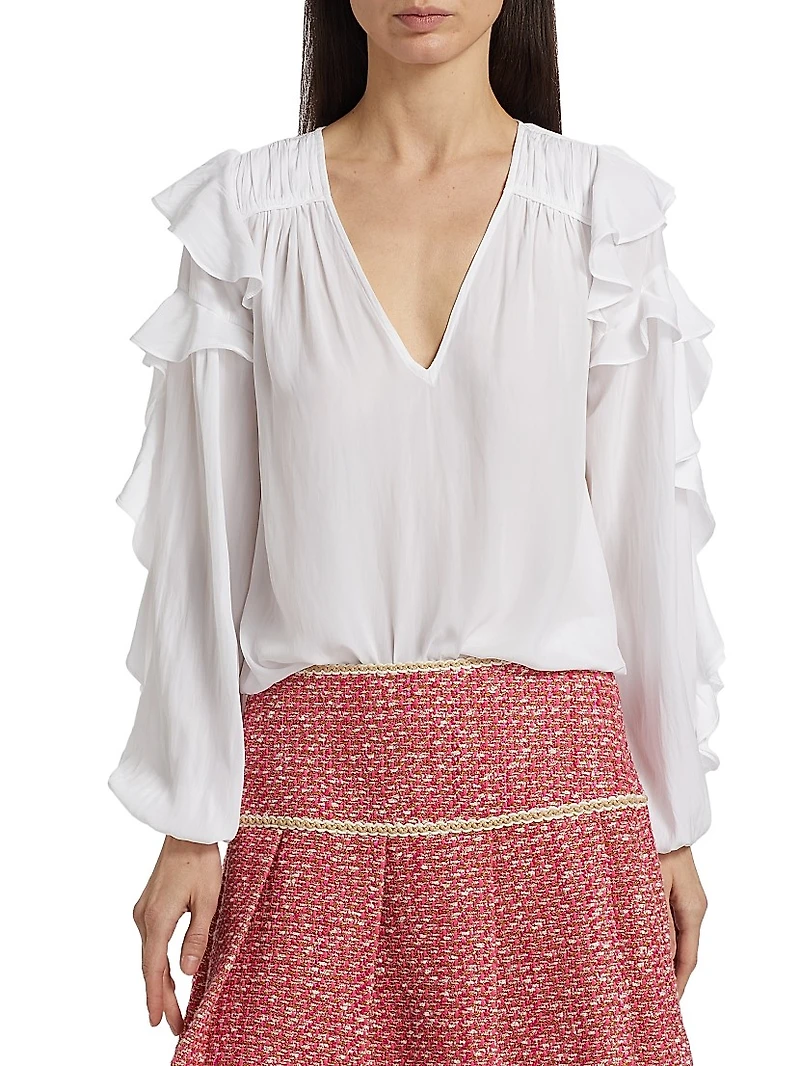Sandra Ruffled Long-Sleeve Top